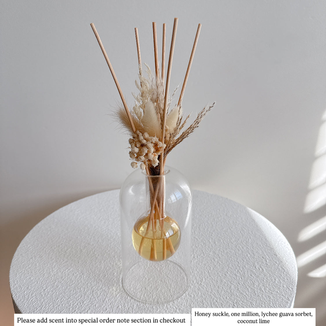 Glass floral reed diffuser